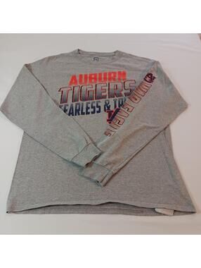 Auburn Tigers Shirt Men's Gray Cotton Pro Edge by Knights Apparel Long Sleeve